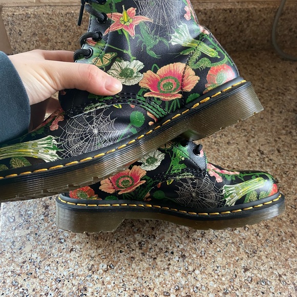 Dr. Martens Black Floral Combat Boots - Picture 5 of 8